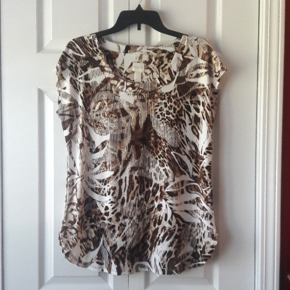Chico's leopard/animal print top -NWOT